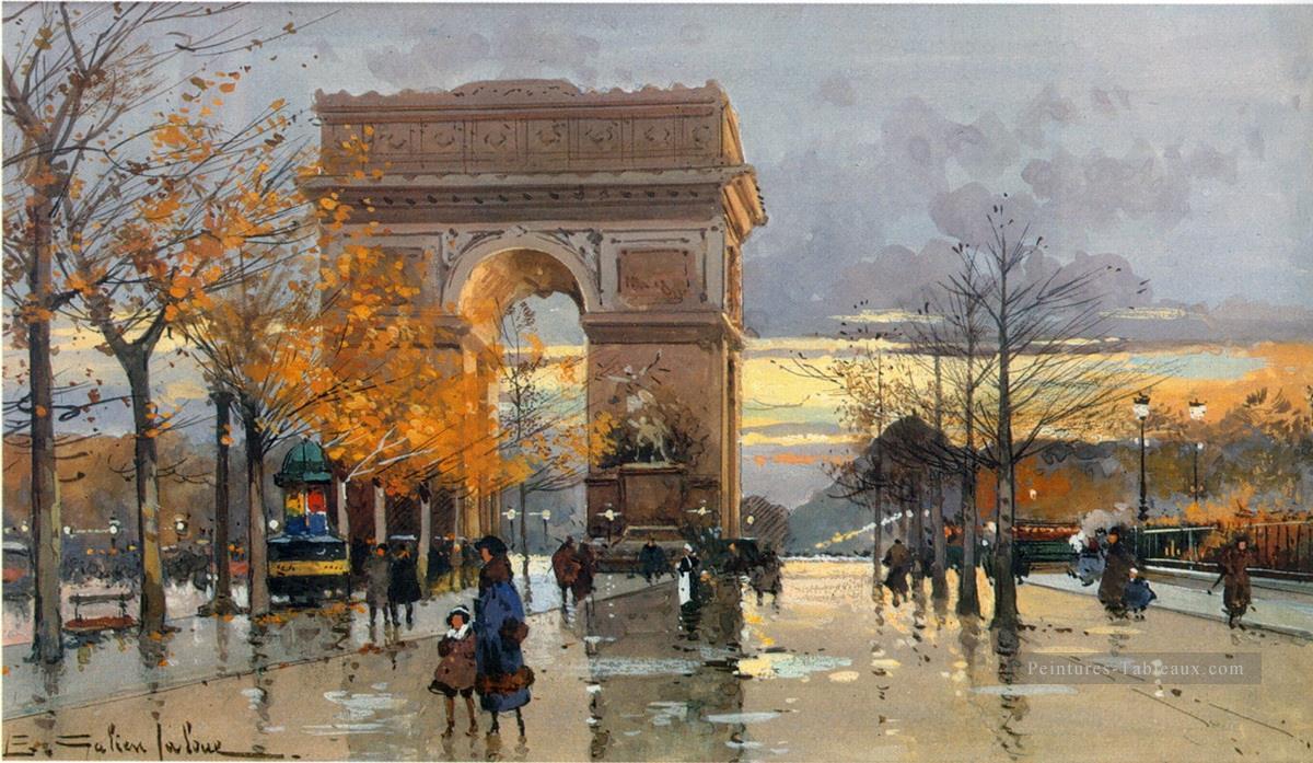 Place de l’Etoile à la pluie Eugène Galien Paris Peintures à l'huile